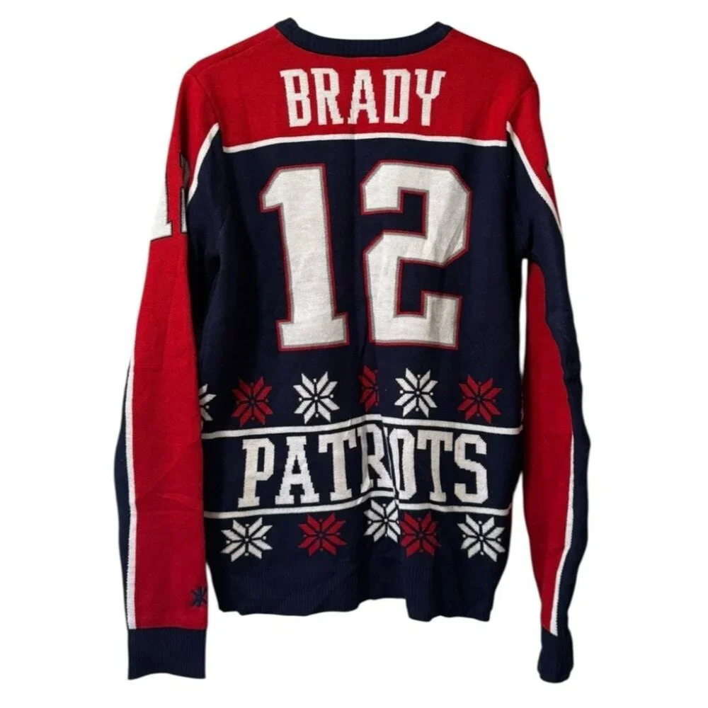 Tom Brady New England Patriots NFL Christmas‎ Sweater Size Medium Knit Holiday